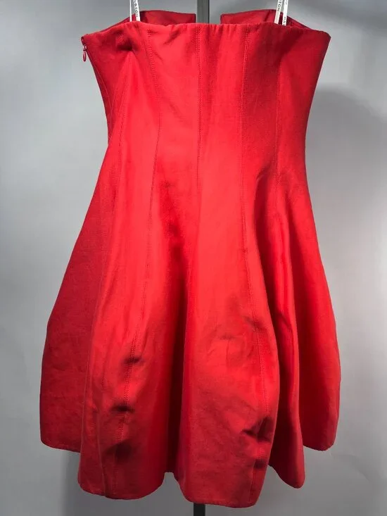 NWT HALSTON HERITAGE Strapless Structured Mini Dress in Red Lipstick Color Sz 12 - Picture 2 of 12